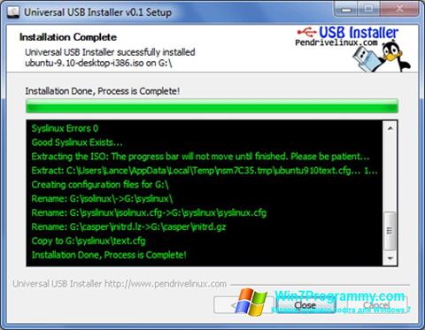 Скриншот программы Universal USB Installer для Windows 7