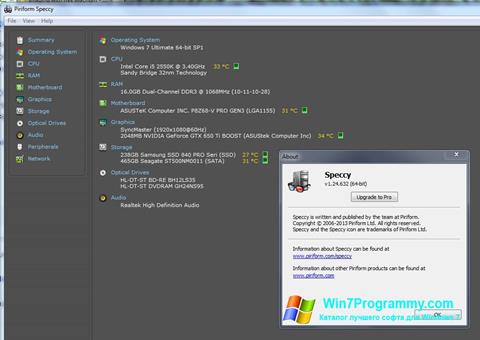Скриншот программы Speccy для Windows 7