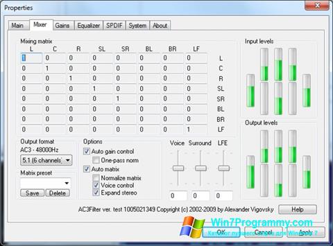 Скриншот программы AC3Filter для Windows 7