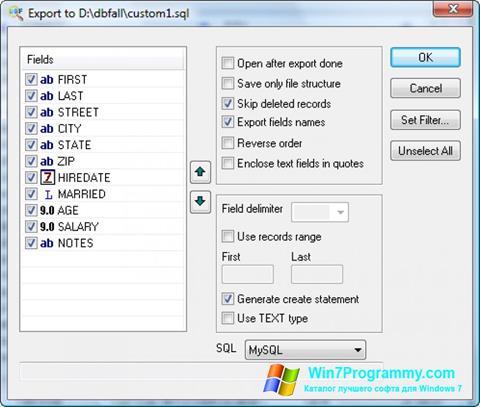 Скриншот программы DBF Viewer для Windows 7
