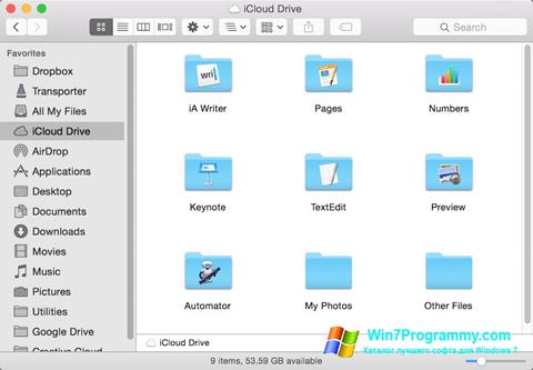 Скриншот программы iCloud для Windows 7