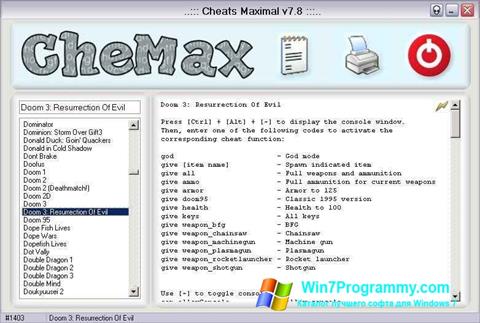 Скриншот программы CheMax для Windows 7