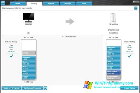 Скриншот программы WD SmartWare для Windows 7