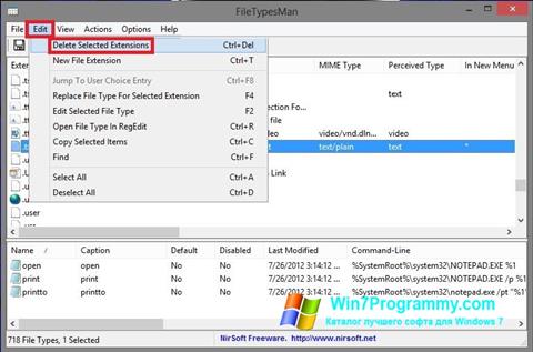 Скриншот программы Unassociate File Types для Windows 7