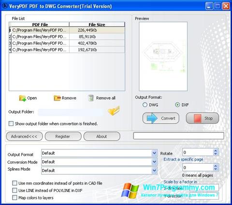 Скриншот программы PDF to DWG Converter для Windows 7