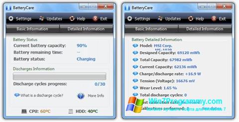 Скриншот программы BatteryCare для Windows 7