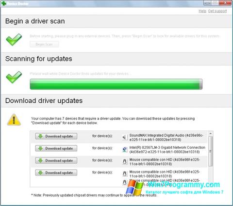 Скриншот программы Device Doctor для Windows 7