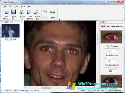 Скриншот программы Red Eye Remover для Windows 7