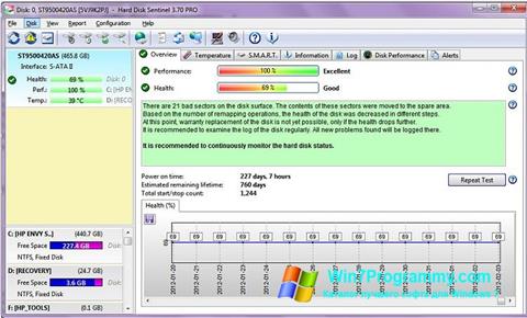 Скриншот программы HDD Temperature для Windows 7